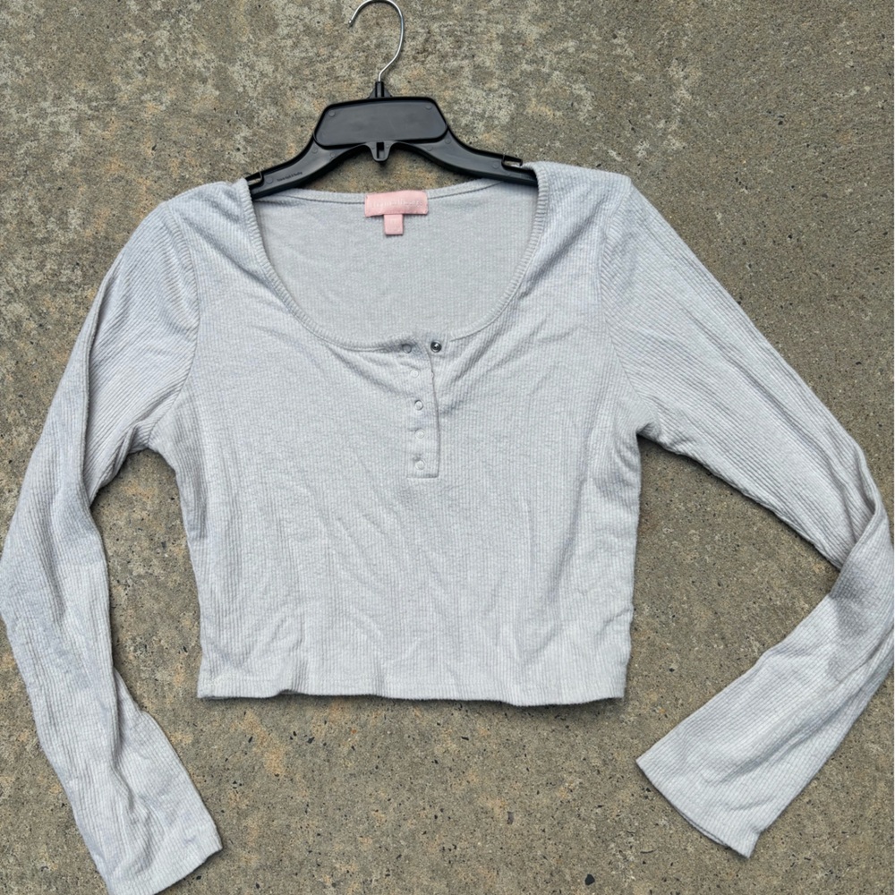 Cream Long Sleeve Crop Top